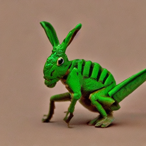 A grasshopper riding a bunny.