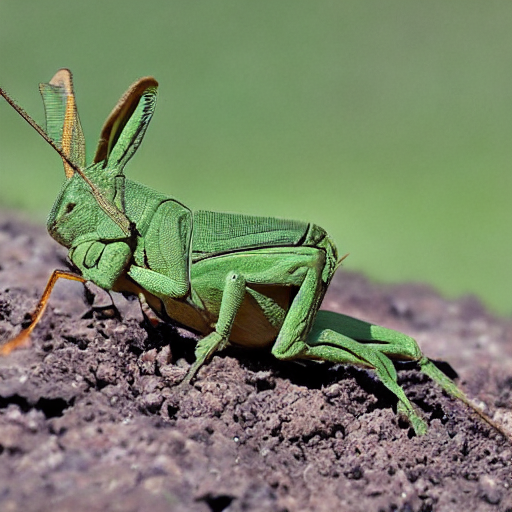 A grasshopper riding a bunny.